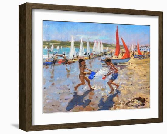 Splashing, Abersoch, 2015-Andrew Macara-Framed Giclee Print