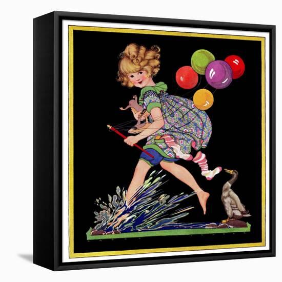 Splashing in Puddle - Child Life-Hazel Frazee-Framed Premier Image Canvas