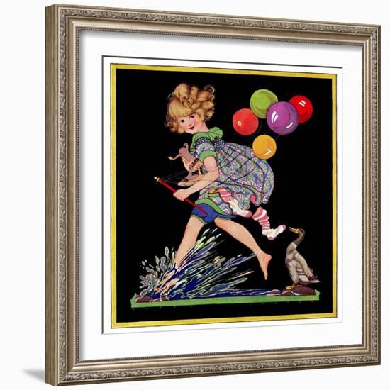 Splashing in Puddle - Child Life-Hazel Frazee-Framed Giclee Print