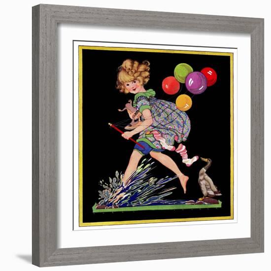 Splashing in Puddle - Child Life-Hazel Frazee-Framed Giclee Print