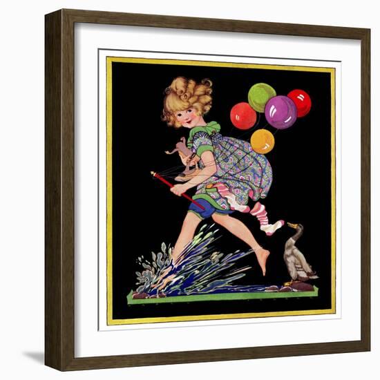 Splashing in Puddle - Child Life-Hazel Frazee-Framed Giclee Print