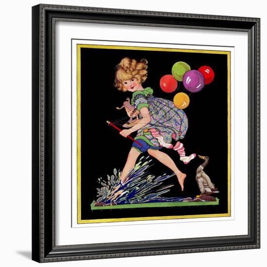 Splashing in Puddle - Child Life-Hazel Frazee-Framed Giclee Print