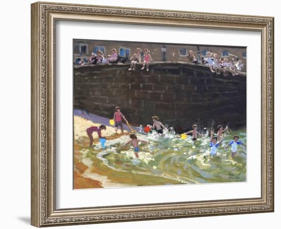 Splashing in Tenby Harbour, 2016-Andrew Macara-Framed Giclee Print