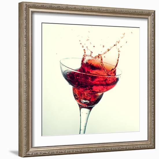 Splashing Margarita Cocktail-nikkytok-Framed Photographic Print