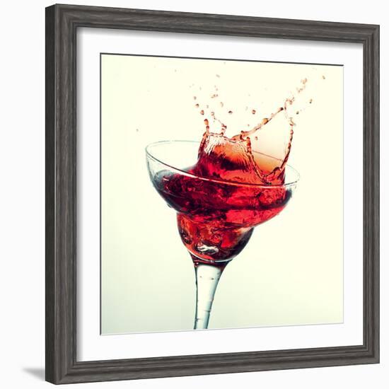 Splashing Margarita Cocktail-nikkytok-Framed Photographic Print