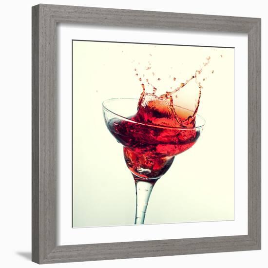 Splashing Margarita Cocktail-nikkytok-Framed Photographic Print