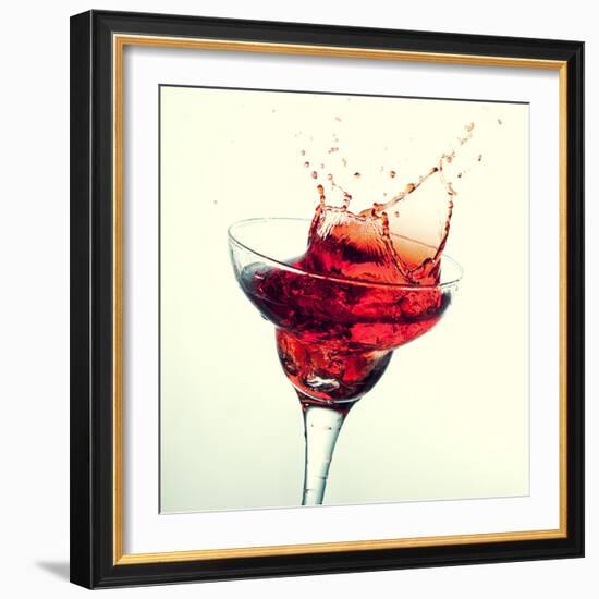 Splashing Margarita Cocktail-nikkytok-Framed Photographic Print