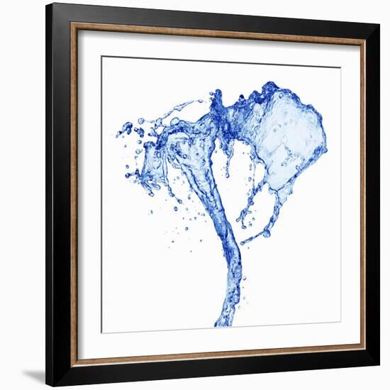 Splashing Stream of Water Against White Background-Kr?ger and Gross-Framed Photographic Print