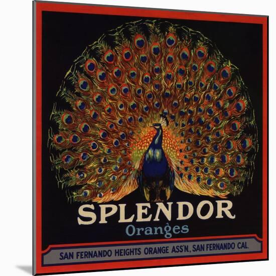 Splendor Brand - San Fernando, California - Citrus Crate Label-Lantern Press-Mounted Art Print