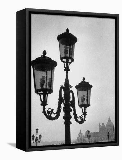 Splendor of a Street Light in the Piazza San Marco with the Santa Maria Della Salute Church-Dmitri Kessel-Framed Premier Image Canvas