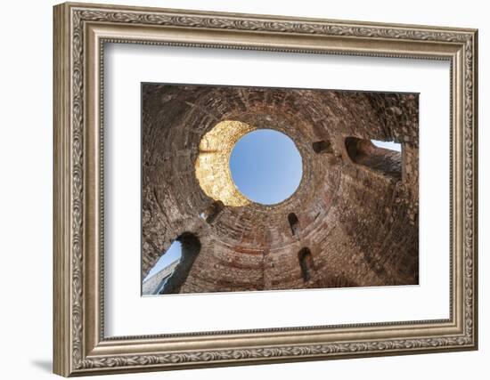 Split, Croatia. Looking upward inside Diocletian's Palace's peristyle.-Tom Haseltine-Framed Photographic Print