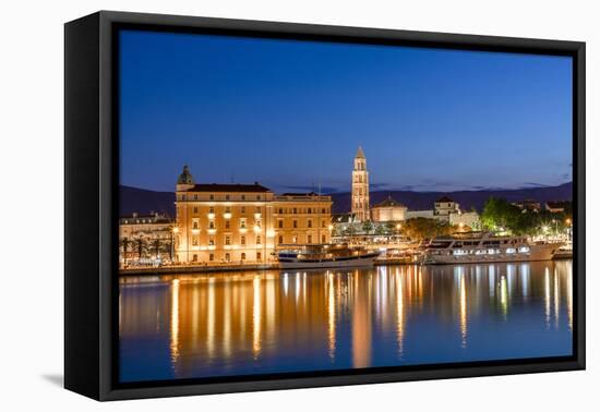 Split Harbour with Cathedral of Saint Domnius, Split, Dalmatian Coast, Croatia-Neil Farrin-Framed Premier Image Canvas