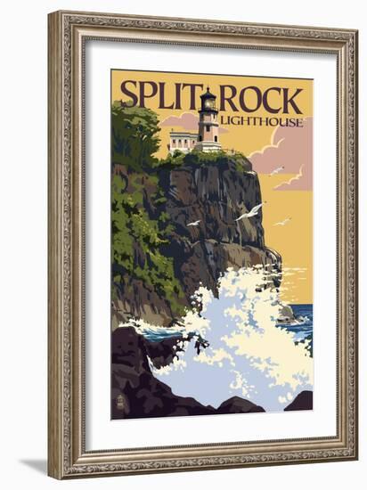 Split Rock Lighthouse - Minnesota-Lantern Press-Framed Premium Giclee Print