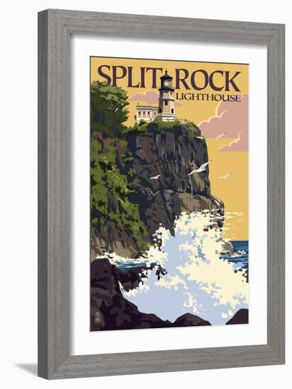 Split Rock Lighthouse - Minnesota-Lantern Press-Framed Premium Giclee Print