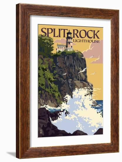 Split Rock Lighthouse - Minnesota-Lantern Press-Framed Premium Giclee Print
