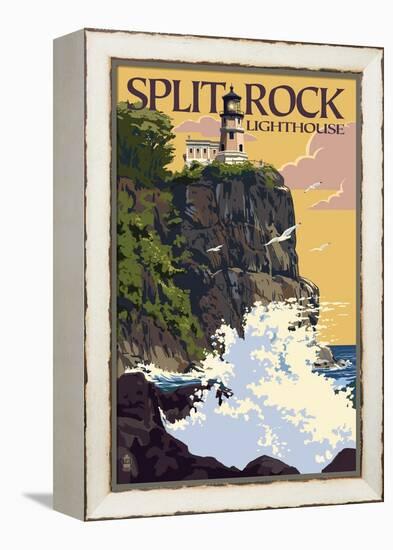 Split Rock Lighthouse - Minnesota-Lantern Press-Framed Stretched Canvas