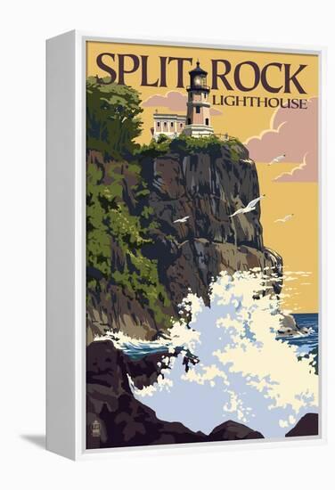 Split Rock Lighthouse - Minnesota-Lantern Press-Framed Stretched Canvas