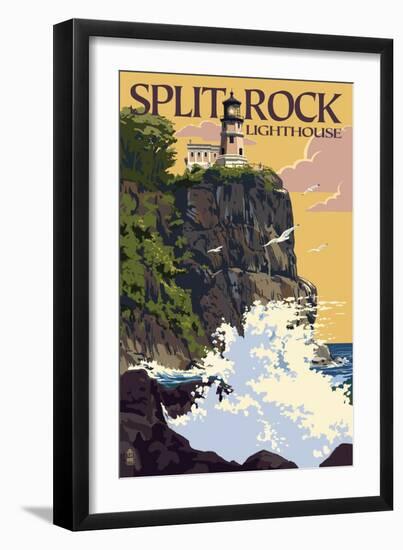 Split Rock Lighthouse - Minnesota-Lantern Press-Framed Art Print