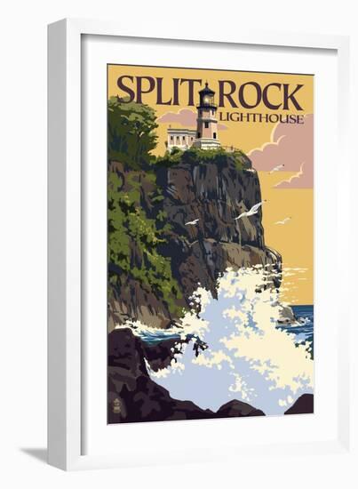 Split Rock Lighthouse - Minnesota-Lantern Press-Framed Art Print