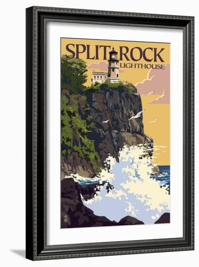 Split Rock Lighthouse - Minnesota-Lantern Press-Framed Art Print