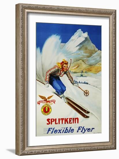 Splitkein Flexible Flyer Skis Advertisement Poster-Marian E. Williams-Framed Giclee Print