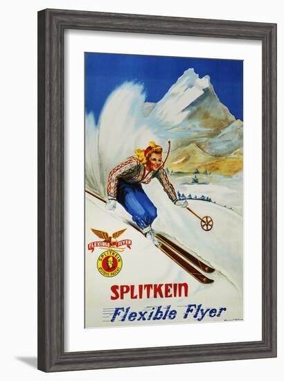 Splitkein Flexible Flyer Skis Advertisement Poster-Marian E. Williams-Framed Giclee Print