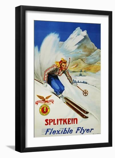 Splitkein Flexible Flyer Skis Advertisement Poster-Marian E. Williams-Framed Giclee Print