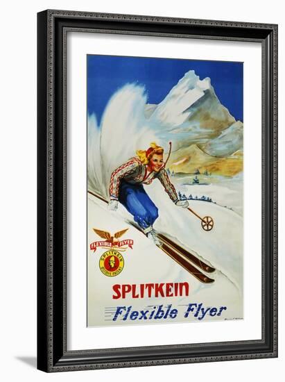 Splitkein Flexible Flyer Skis Advertisement Poster-Marian E. Williams-Framed Giclee Print