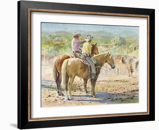 Splitting the Herd-LaVere Hutchings-Framed Giclee Print