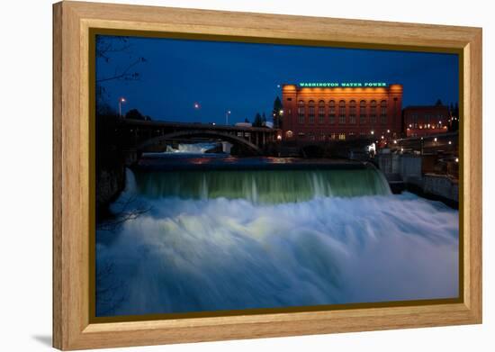 Spokane Falls At High Spring Flow Near Dwtn Spokane, WA Seen From Near Monroe Street Bridge At Dusk-Ben Herndon-Framed Premier Image Canvas