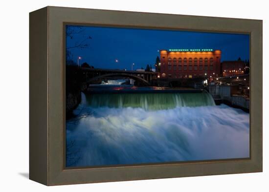 Spokane Falls At High Spring Flow Near Dwtn Spokane, WA Seen From Near Monroe Street Bridge At Dusk-Ben Herndon-Framed Premier Image Canvas