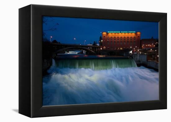 Spokane Falls At High Spring Flow Near Dwtn Spokane, WA Seen From Near Monroe Street Bridge At Dusk-Ben Herndon-Framed Premier Image Canvas