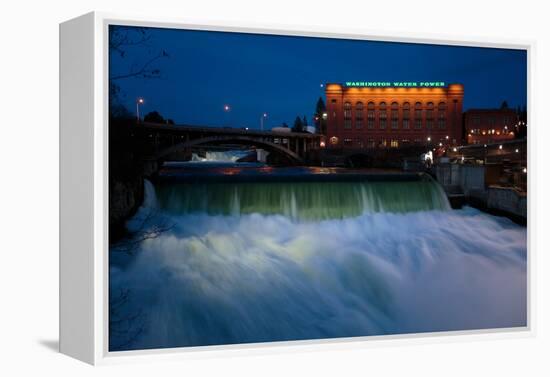 Spokane Falls At High Spring Flow Near Dwtn Spokane, WA Seen From Near Monroe Street Bridge At Dusk-Ben Herndon-Framed Premier Image Canvas