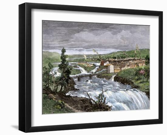 Spokane Falls before the Great Fire, Washington Territory, 1880s-null-Framed Giclee Print