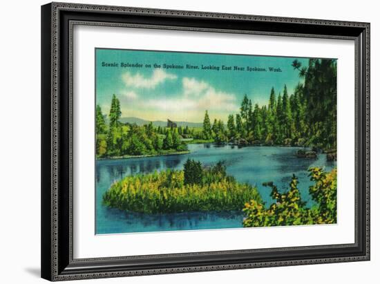 Spokane River, near Spokane, WA - Spokane, WA-Lantern Press-Framed Art Print