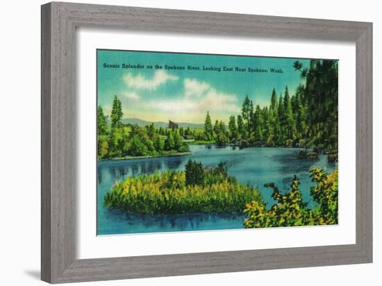 Spokane River, near Spokane, WA - Spokane, WA-Lantern Press-Framed Premium Giclee Print