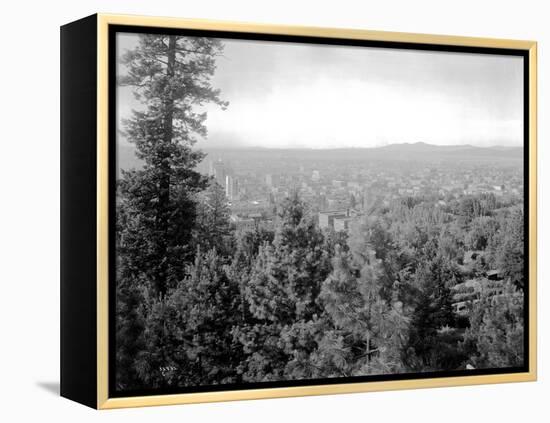 Spokane Through the Trees, 1915-Asahel Curtis-Framed Premier Image Canvas