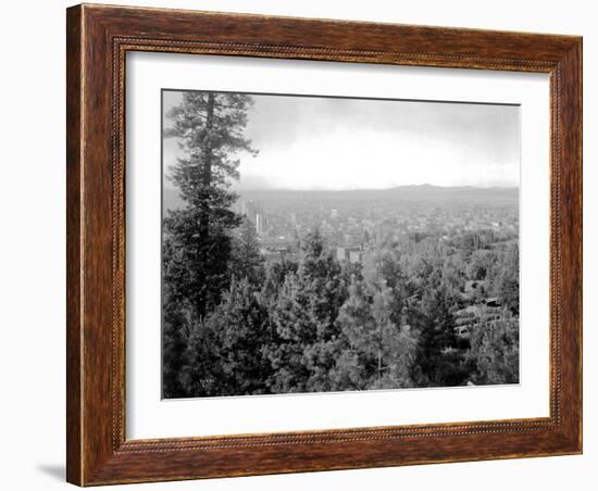 Spokane Through the Trees, 1915-Asahel Curtis-Framed Giclee Print