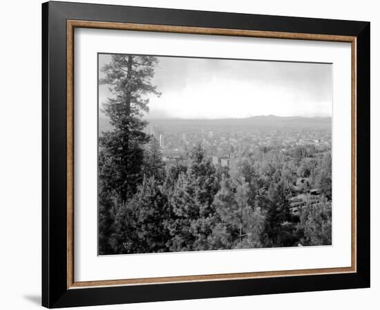 Spokane Through the Trees, 1915-Asahel Curtis-Framed Giclee Print