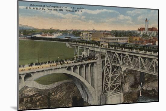 Spokane, WA - Union Pacific Railway Completion-Lantern Press-Mounted Art Print