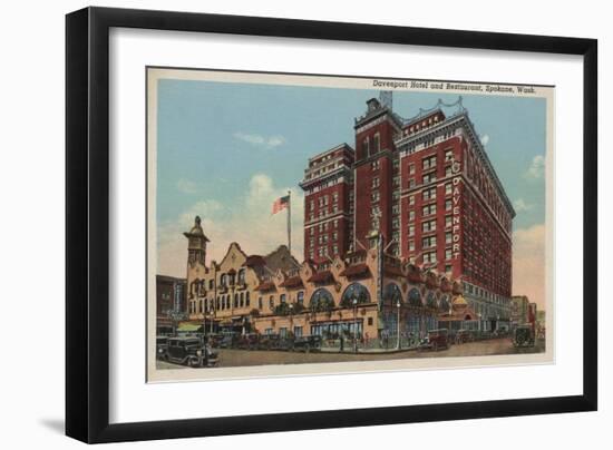 Spokane, WA - View of Davenport Hotel No.1-Lantern Press-Framed Art Print