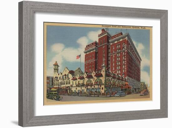 Spokane, WA - View of Davenport Hotel No.2-Lantern Press-Framed Art Print