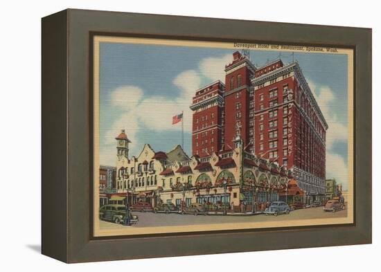 Spokane, WA - View of Davenport Hotel No.2-Lantern Press-Framed Stretched Canvas