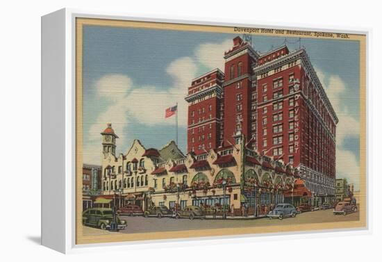 Spokane, WA - View of Davenport Hotel No.2-Lantern Press-Framed Stretched Canvas