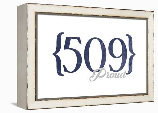 Spokane, Washington - 509 Area Code (Blue)-Lantern Press-Framed Stretched Canvas