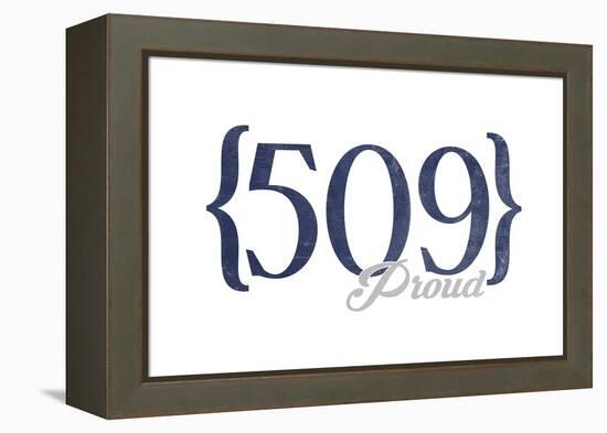 Spokane, Washington - 509 Area Code (Blue)-Lantern Press-Framed Stretched Canvas