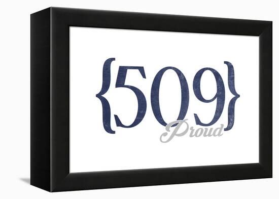 Spokane, Washington - 509 Area Code (Blue)-Lantern Press-Framed Stretched Canvas