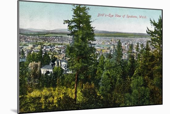 Spokane, Washington - Aerial View of City through the Woods-Lantern Press-Mounted Art Print