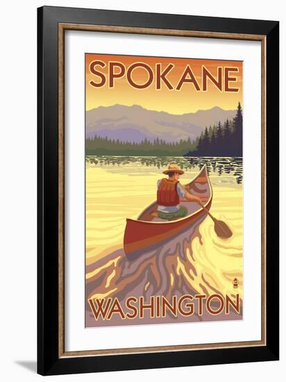 Spokane, Washington, Canoe Scene-Lantern Press-Framed Art Print