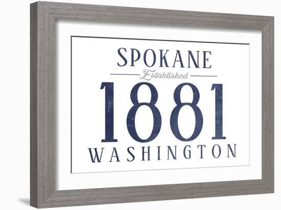 Spokane, Washington - Established Date (Blue)-Lantern Press-Framed Art Print